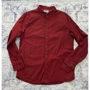Goodthreads Mens Burgundy Large Button Down Shirt Long Sleeve Flannel Stretch